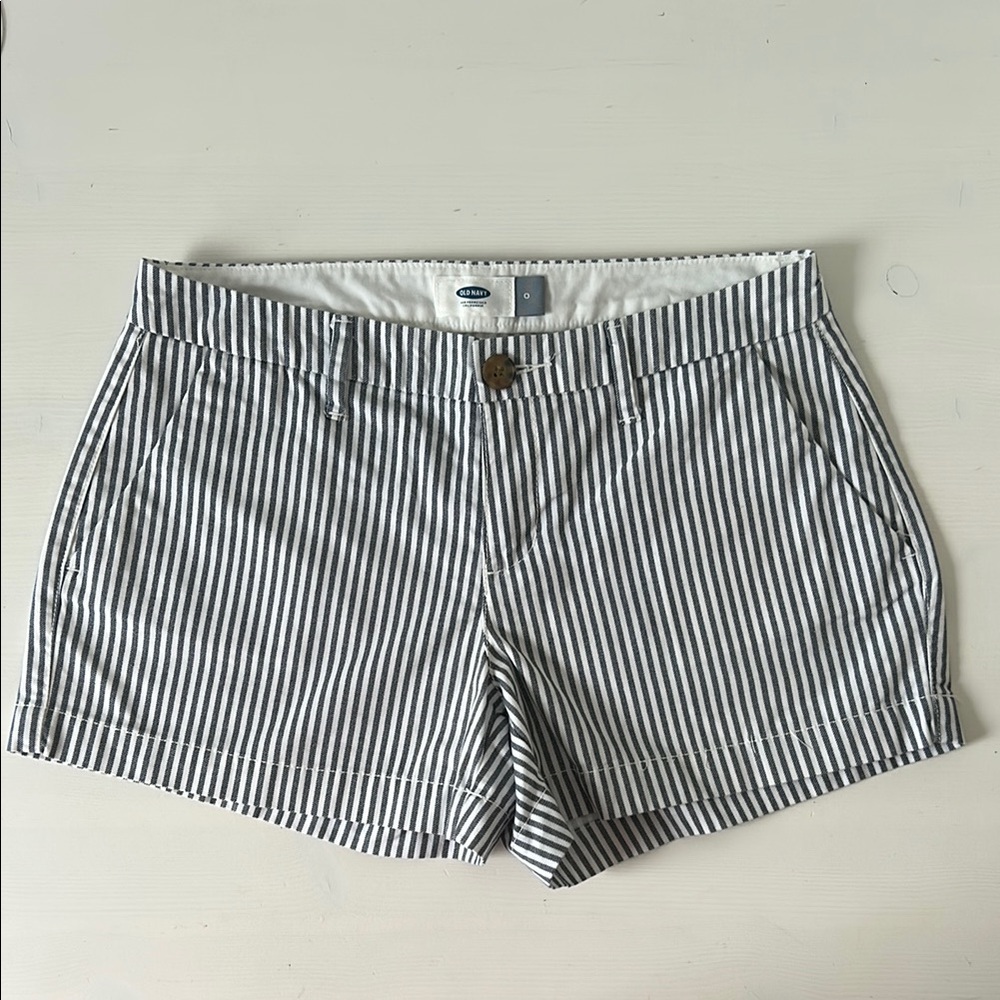 Old Navy Women's Navy and White Striped Shorts